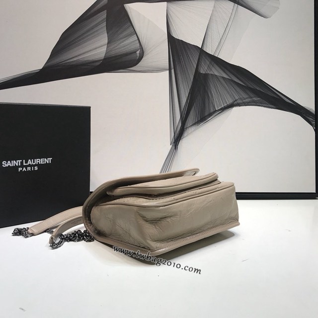 YSL专柜款女包 聖羅蘭經典款Niki油蠟抓皺牛皮小號郵差包 YSL肩背斜挎包 533037  jjh1177